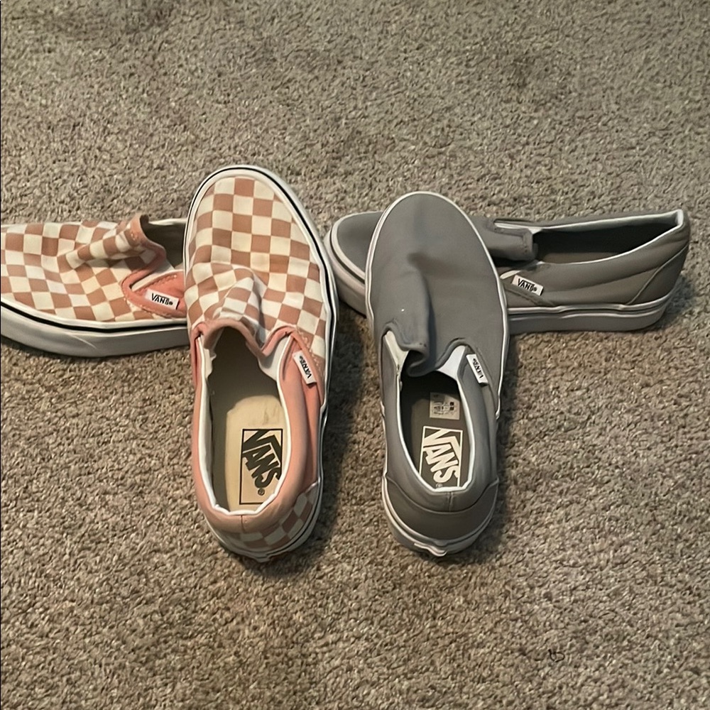 Vans Slip-On Shoes - Pink and Gray men’s 5.5 women’s 7